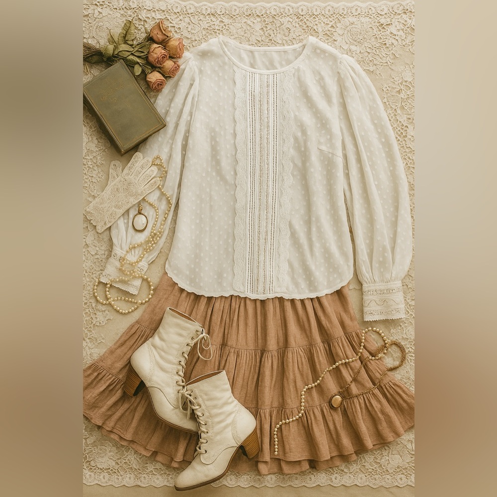 🤍 Lace Victorian Blouse – Size L - Picture 14 of 14